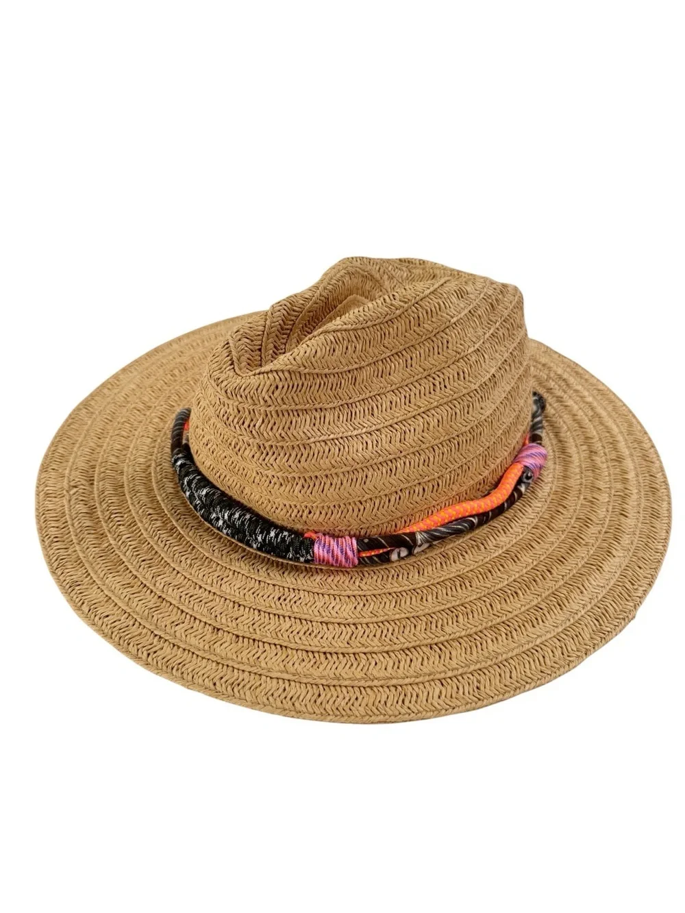 NWT Wonderly Straw Fedora Floppy Sun Hat Natural One Size